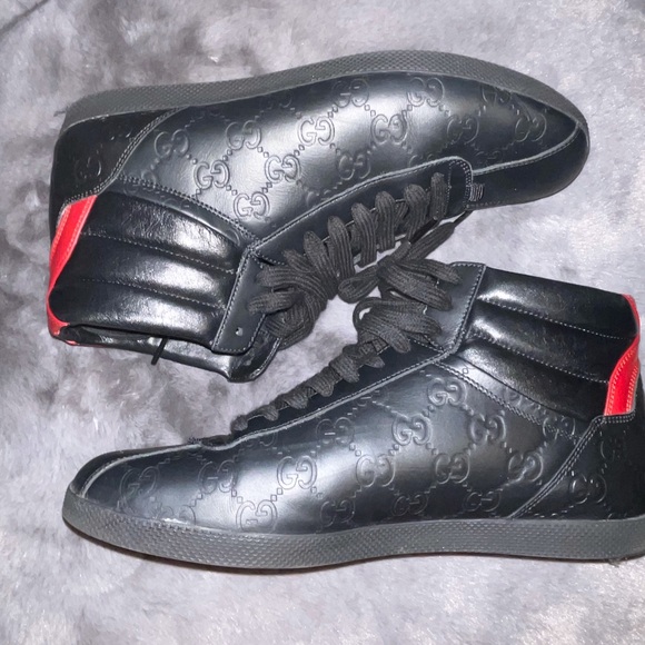 Gucci, black Leather G Sign, High Top Sneaker, Size 7 Men’s / 9.5 Women’s. - Picture 4 of 9
